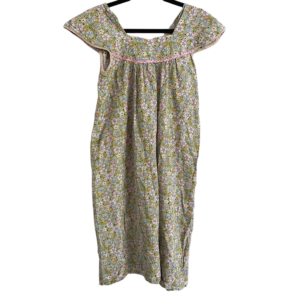 Vintage Floral Cotton Nightgown Dress w/ Cap Sleeves - Small - Picture 9 of 10